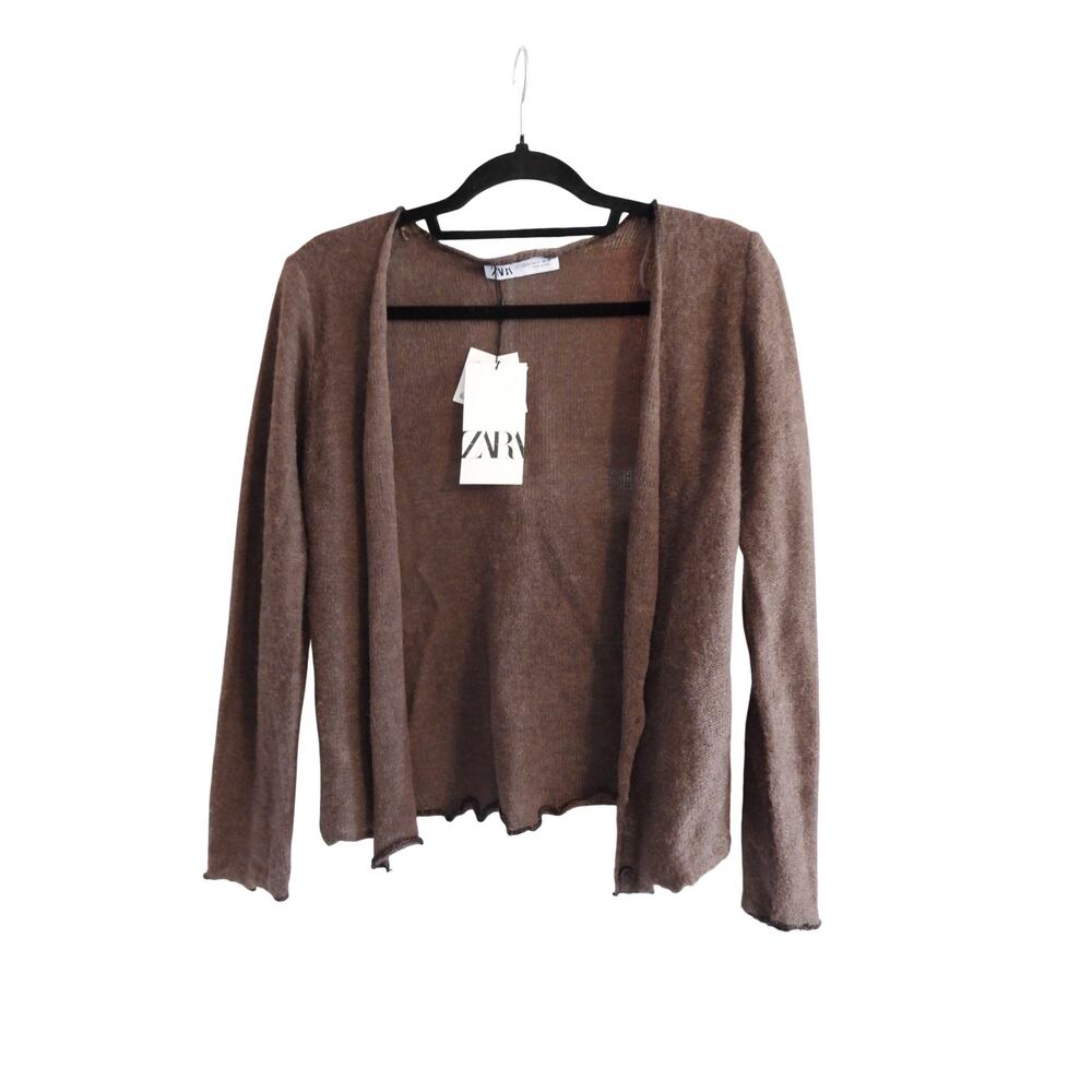 ZARA Long Sleeve Cardigan Brown Alpaca & wool Small